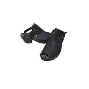 New, FLY London Leather Heeled Sandals Wena Black SZ 37 or 5.5M